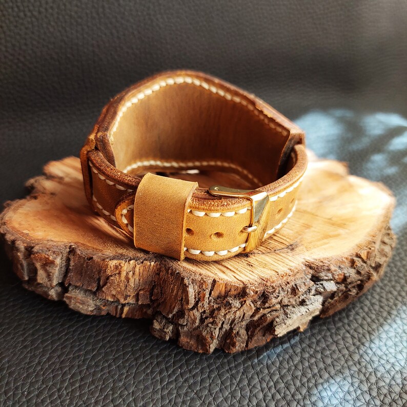 Unique Wide Stitched Leather Watch Strap Without Watch Case Etsy
