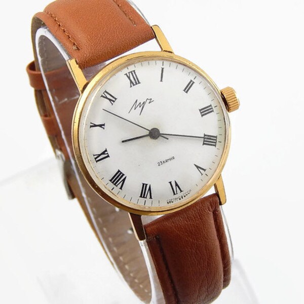 Luch sehen extrem schlanke sowjetischen Watch Vintage Luch Watch UdSSR Herren Uhr Gold plattiert mechanische Herren Armbanduhr Geschenk für ihn zu sehen