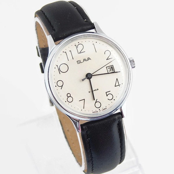 Slava mens watch Sovjet-mens watch zeldzame mens watch Slava, mechanische mens watch, originele Slava horloges, horloge USSR heren Vintage, kijken naar de mens