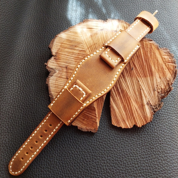 Unique Wide Stitched Leather Watch Strap Without Watch Case Etsy