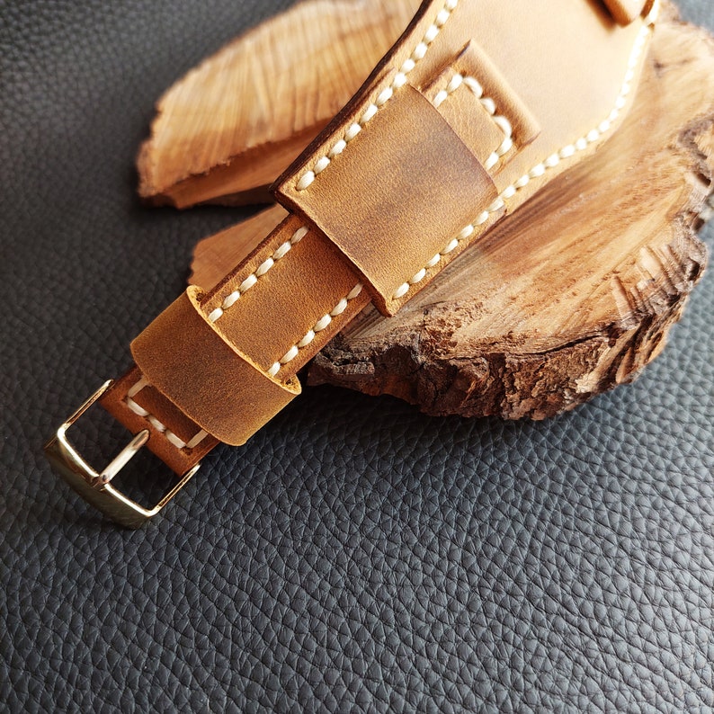 Unique Wide Stitched Leather Watch Strap Without Watch Case Etsy