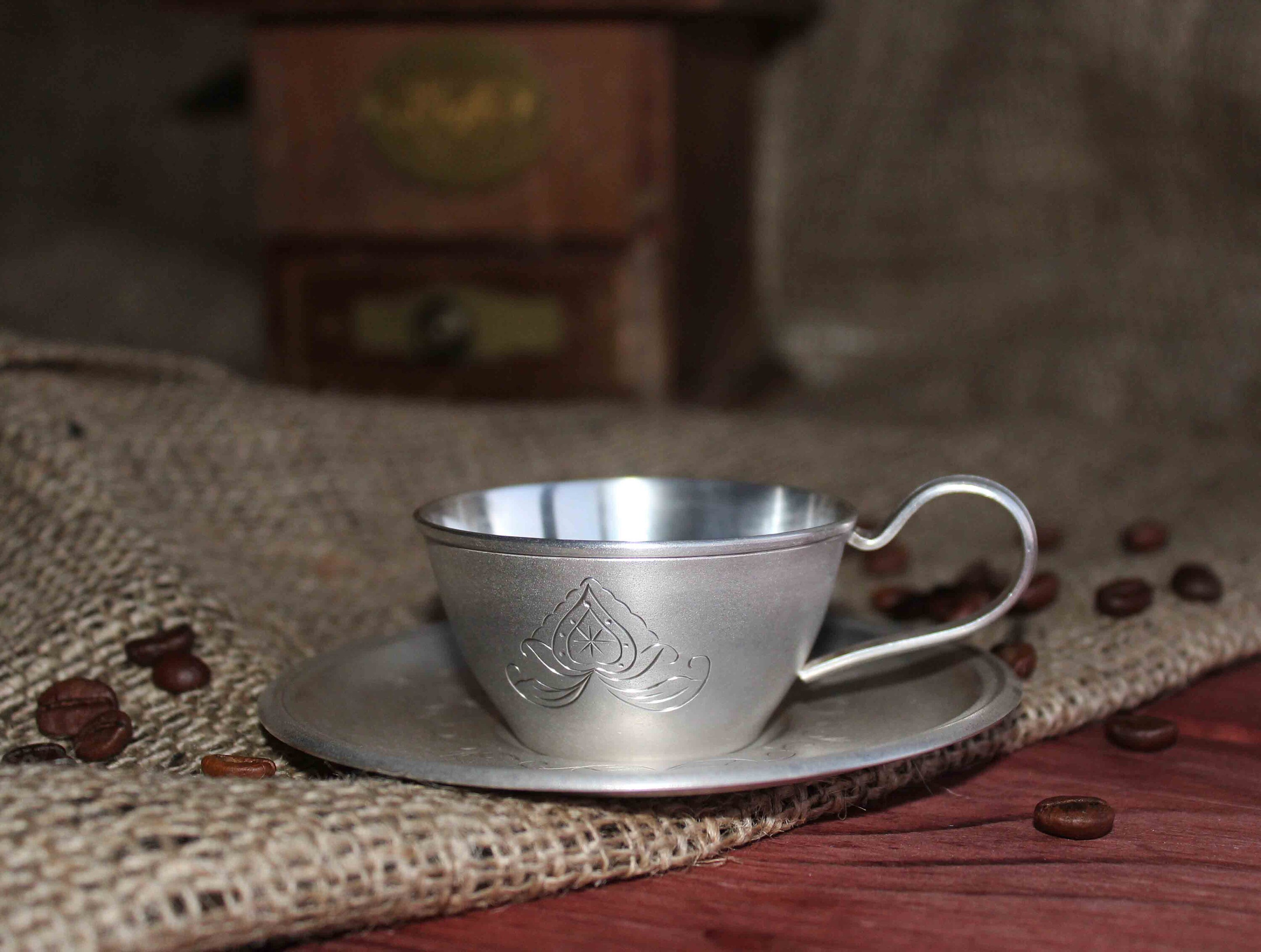 Silver Tea Cup and Saucer Set Vintage Melchior Cup Unique Etsy