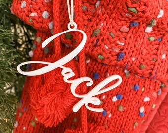 Christmas Stocking Tags | Acrylic Name Tags | Christmas Stocking Decorations | Customizable Stocking Tags