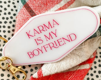 Karma is my boyfriend Hotel Keychain | Taylor Swift Midnights Keychain | Acrylic Hotel Keychain | Taylor Swift Gifts | Karma Keychain