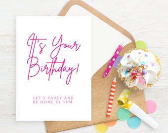 Letterpress Birthday Greeting Card | Hot Pink Letterpress Stationery | Letterpress Birthday Card | Blank A2 Greeting Cards