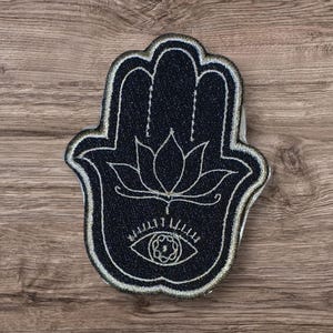 Hand of Fatima Iron On Patch: Hamsa Hand Applique