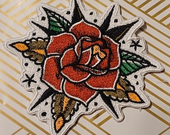 Rose, Flower Iron on Patch, Embroidered Patch
