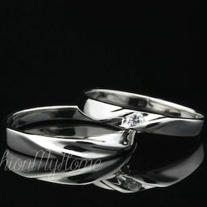 Couples rings set,wedding ring set,custom engraved,the initial Ring,solid sterling silver ring,his and her promise rings,gift for couple