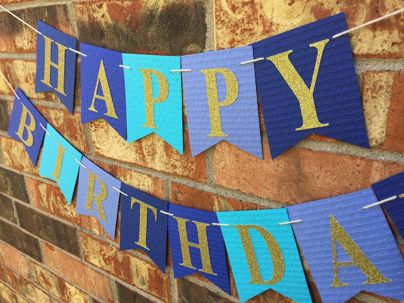 blue birthday banner happy birthday banner personalized etsy