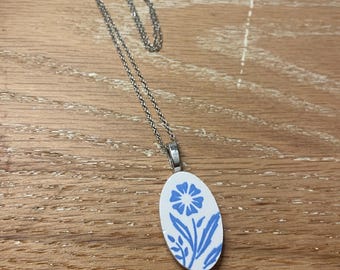 Vintage Blue Corningware Oval necklace