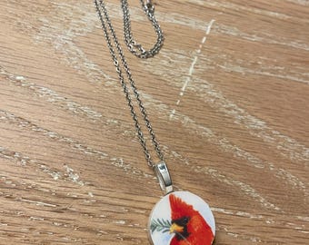 Broken trinket dish Cardinal pendant