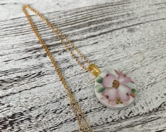 Broken vintage dogwood china necklace