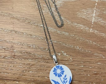 Vintage Blue Corningware necklace