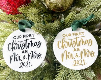 Our First Christmas as Mr. & Mrs. Ornament | Acrylic Circle Ornament | Newlywed Ornament | Wedding Ornament | Holiday | Gifts