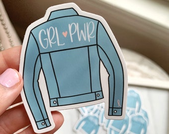 GRL PWR Jean Jacket Sticker | Breast Cancer Awareness | Motivational | Laptop Decal | Water Bottle Sticker | Girl Power | Gifts for Her