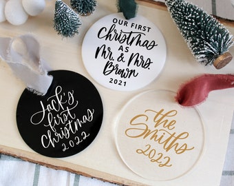 Custom Acrylic Circle Ornament | Custom Hand Lettered Ornament | Christmas Ornament | Custom Ornament | Holiday | Gifts