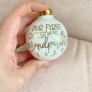 Custom White Round Ceramic Ball Hand Lettered Ornament Christmas Ornament Custom Ornament Holiday Gifts image 5