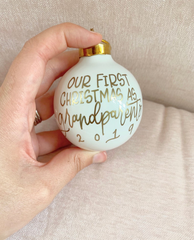Custom White Round Ceramic Ball Hand Lettered Ornament Christmas Ornament Custom Ornament Holiday Gifts image 5