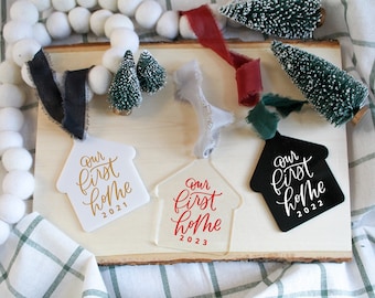 Our First Home Ornament | Custom Hand Lettered Ornament | Christmas Ornament | Custom Ornament | Holiday | Gifts