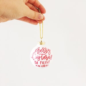 Custom White Round Ceramic Ball Hand Lettered Ornament Christmas Ornament Custom Ornament Holiday Gifts image 7