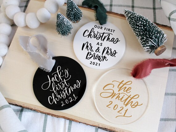 Custom Acrylic Circle Ornament Custom Hand Lettered Ornament - Etsy