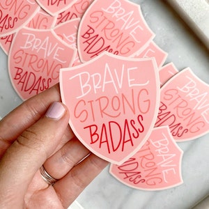 Pack of FOUR Breast Cancer Stickers Motivational Girl Power Laptop Decal Water Bottle Sticker Gifts for Her Empowering image 3