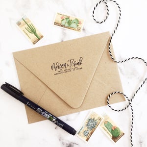 Aangepaste kalligrafie adresstempel // Retouradresstempel // Gepersonaliseerde adresstempel