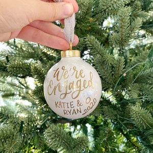 Custom White Round Ceramic Ball Hand Lettered Ornament Christmas Ornament Custom Ornament Holiday Gifts image 2