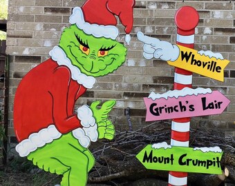 Stealing the Christmas Lights Pole Sign WOOD Lawn Yard Art Decorations Bundle of 2