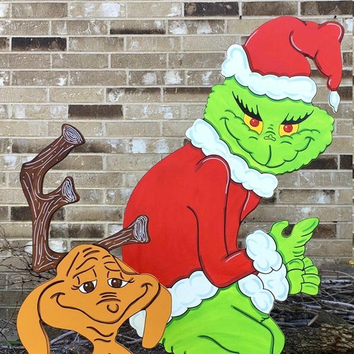 GRINCH Stealing the Christmas Lights Max the Reindeer Yellow Etsy