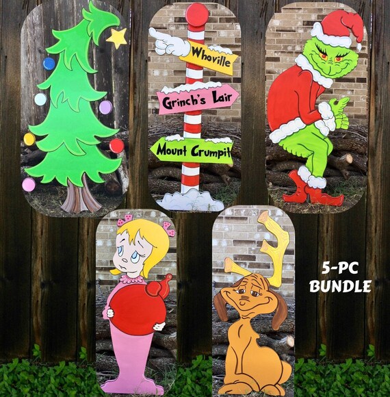 GRINCH Stealing the Christmas Lights Max the Reindeer Cindy Lou Who  Whoville Sign Christmas Tree Yard Art Decor Bundle of 5 -  Canada