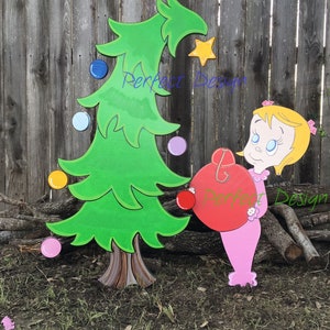 Whoville CHRISTMAS Tree CINDY Lou Who Smiling Grinch Inspired Sign Yard ...