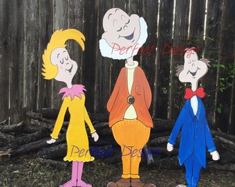Cheerful Christmas Characters Signs WOOD Lawn Yard Art Decorations