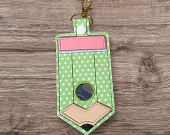 Limoengroene en witte stippenprint potlood houder ID-badge wekker boven, onder of geen wekkergat Keuzes ***Met optionele personalisatie***