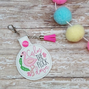 Flamingo Calm the Flock Down Key Chain / Fob / Zipper Pull