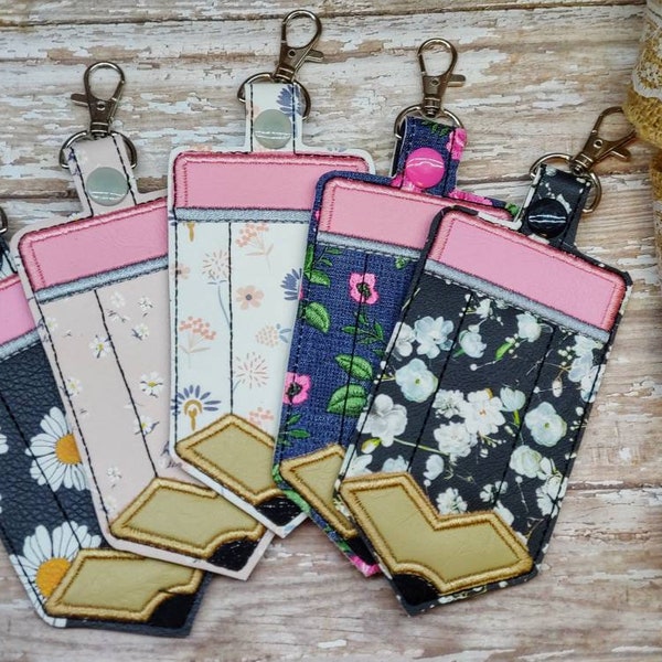 Floral Print Pencil ID Badge Holder / Luggage Tag / Gift Card Holder ***With Optional Personalization***