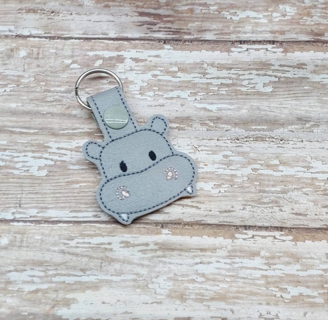 Hippo Key Chain / Fob Zipper Pull Bag Tag - Etsy