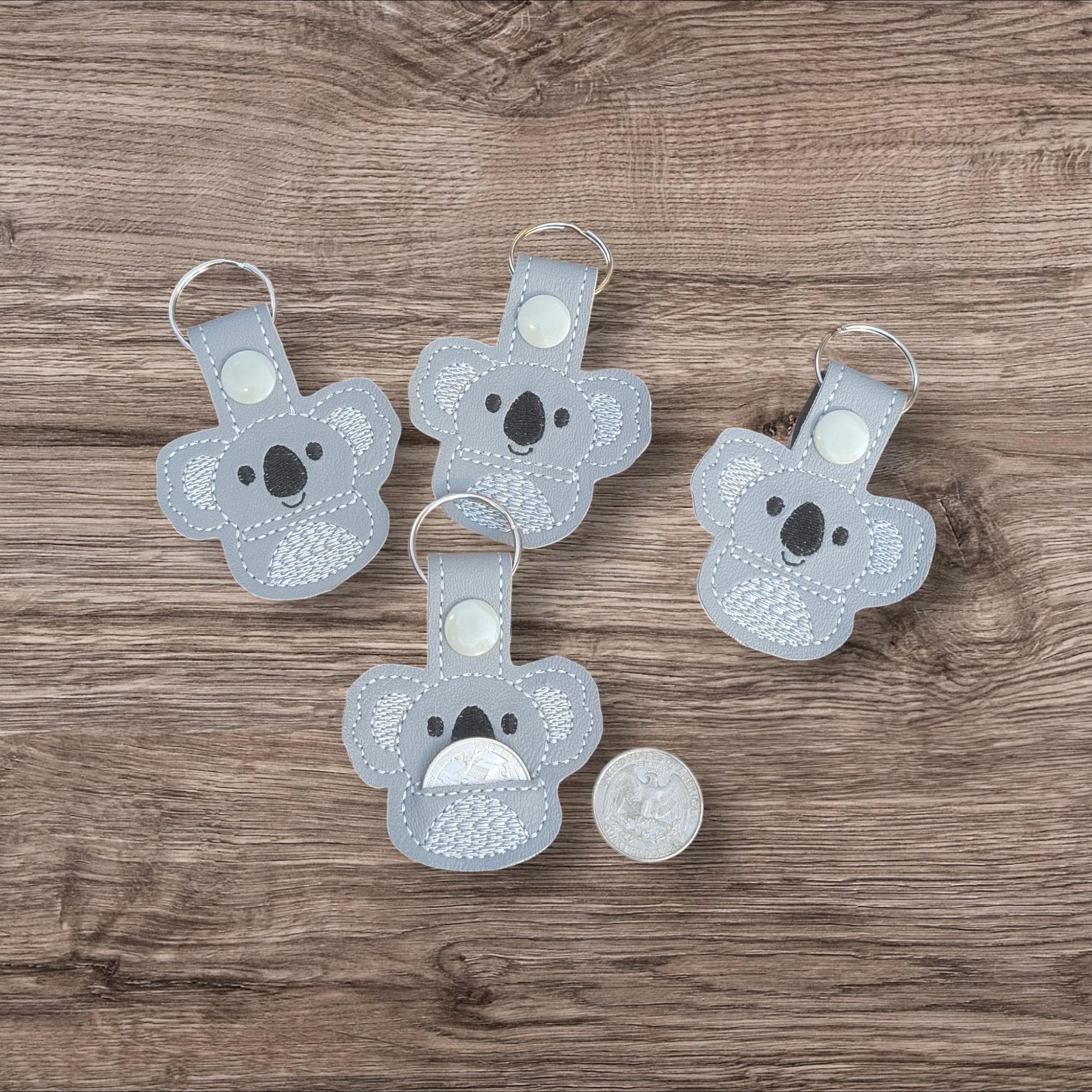 Pudgy Koala Keychain Key Fob Zipper Pull Bag Tag Quarter Keeper