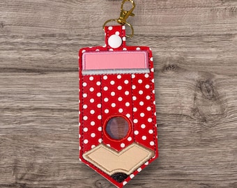 Rot-Weiß-Tupfendruck-Bleistift Alarm-ID-Ausweishalter Oben, unten oder ohne Alarmloch Auswahl Mit optionaler Personalisierung !