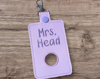 Porta badge identificativo per allarme di sicurezza ricamato color lavanda ***Con personalizzazione opzionale*** Foro per allarme in alto, in basso o senza foro per allarme