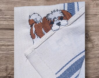 Toalla de cocina bordada con diseño de Shih Tzu ladrón y curioso, toalla de 38 x 63,5 cm (15" x 25") de alta absorción, decoración de cocina para amantes de los perros, regalo para mamás amantes de los perros.
