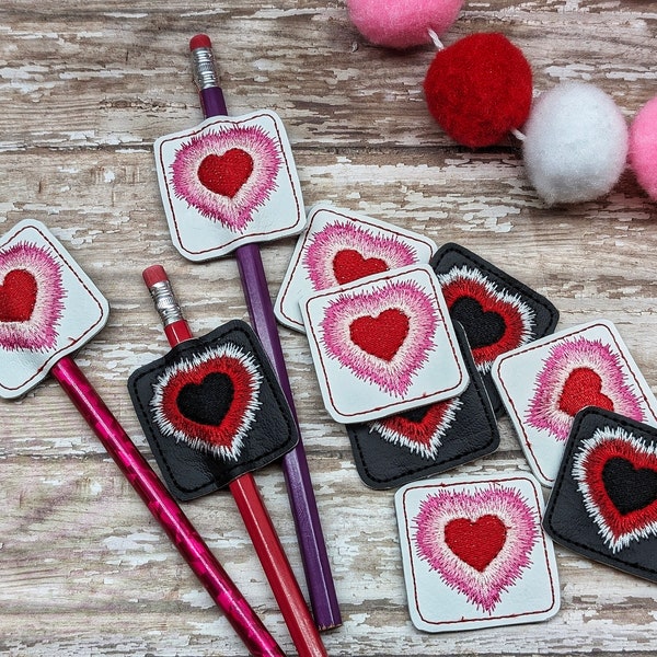 Hearts Embroidered Valentine's Day Pencil Topper  ***Large Quantity Discounts Available!