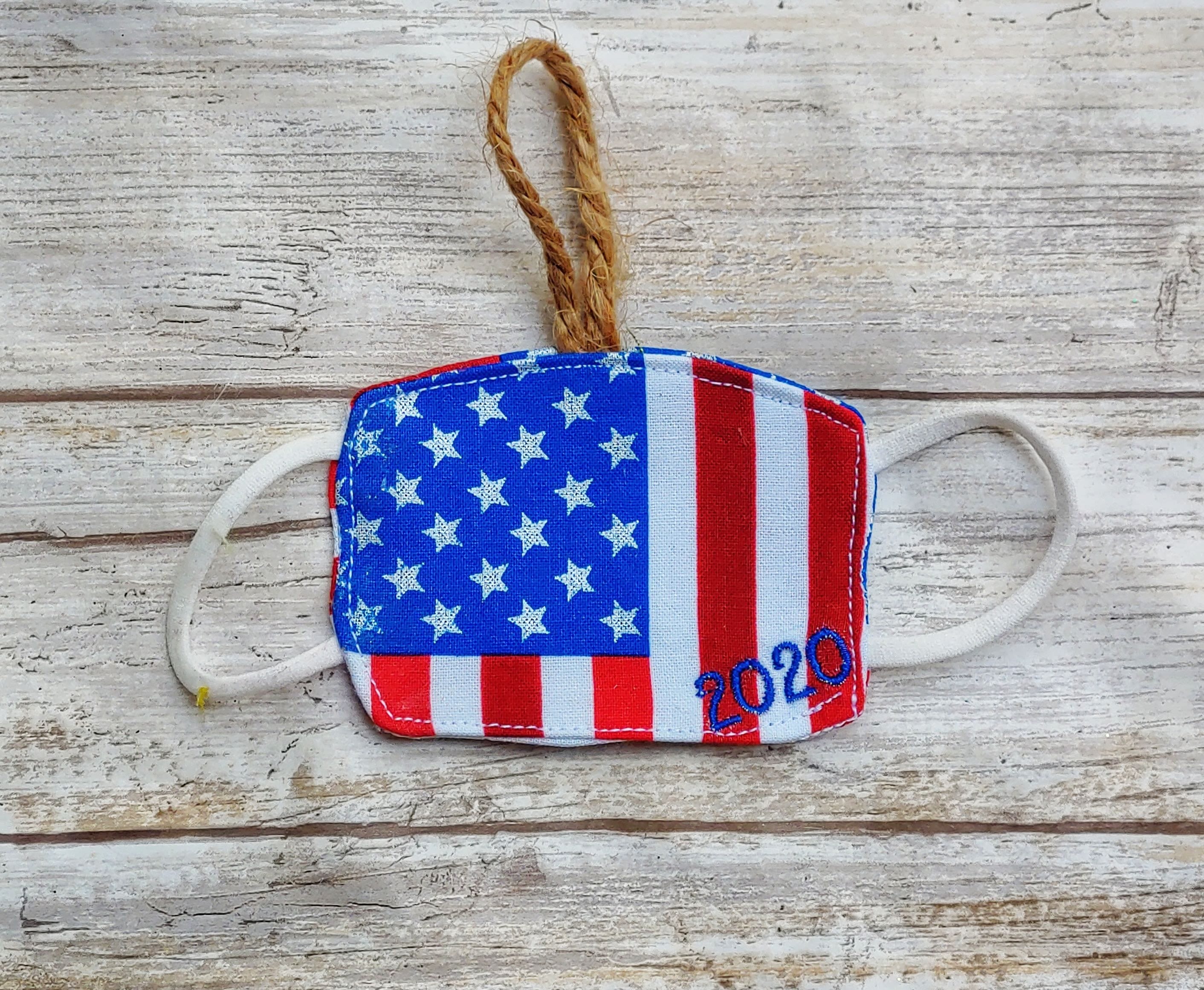 American Flag Christmas Mini Mask Ornament Etsy