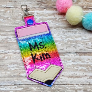 Rainbow Holographic Print Pencil ID Badge Holder / Luggage Tag / Gift Card Holder ***With Optional Personalization***