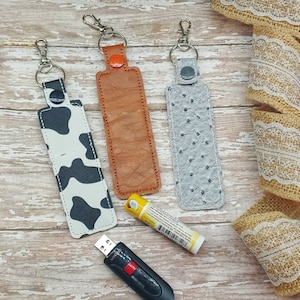 Cow Print, Gray Stone, & Brown Lip Balm Holder/ USB Storage