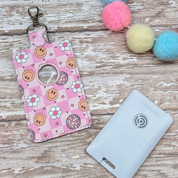 Groovy Smiley Disco Print Alarm ID Badge Holder ***With Optional Personalization*** Top or Bottom Alarm Hole