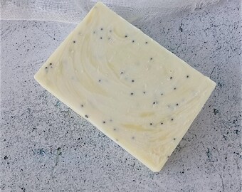 Grapefruit Mint Scented Handmade Soap - Poppy Seed Exfoliating Artisan Handcrafted Cleansing Bar - Organic Homemade Bar Soap