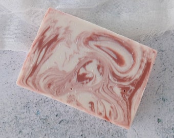 Raspberry Vanilla Handmade Soap, Berry Scented Soap, Organic Homemade Bar Soap, Palm Free Artisan Handcrafted Cold Process Cleansing Bar