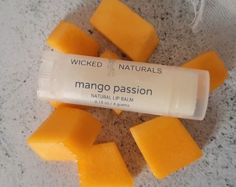 Mango Passionfruit Lip Balm - All Natural Lip Care - Organic Lip Butter - Tropical Scented Lip Treatment - Chapped Lips Salve