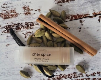Chai Lip Balm - Organic Lip Treatment - Natural Lip Balm - Lip Butter - Chai Spice - Pumpkin Seed Oil - Shea Butter - Chapped Lips Salve